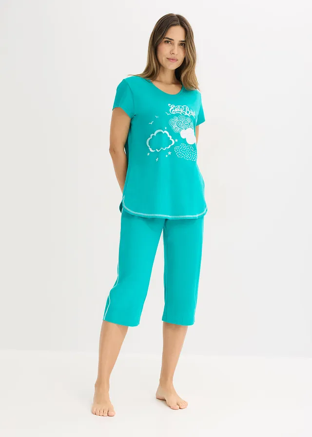 Pyjama corsaire 100% coton • émeraude/blanc • product-page.page-title-suffix