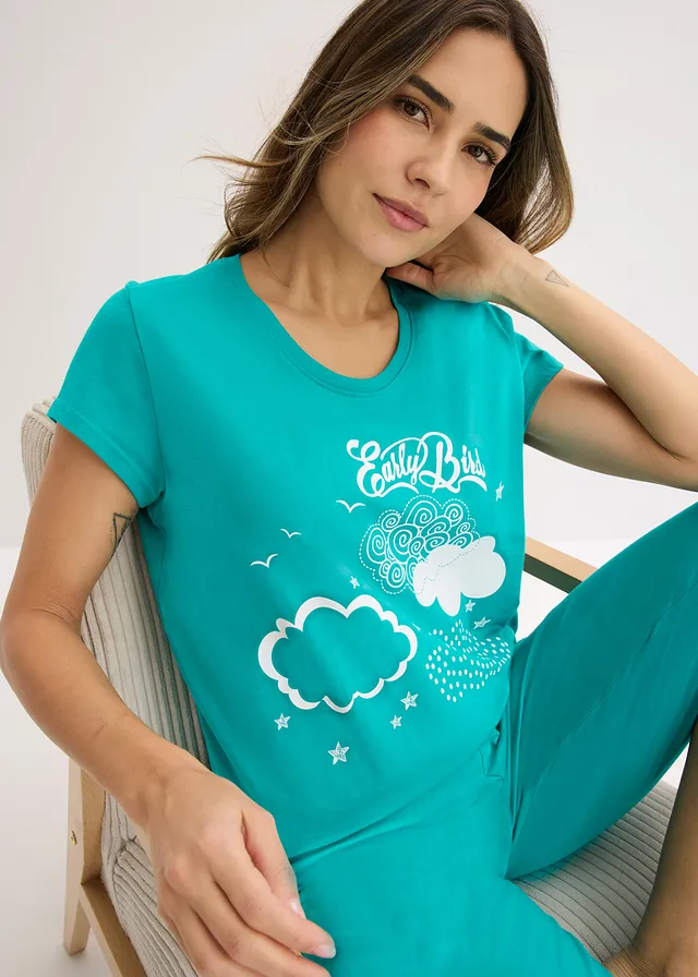 Pyjama corsaire 100% coton • émeraude/blanc • product-page.page-title-suffix