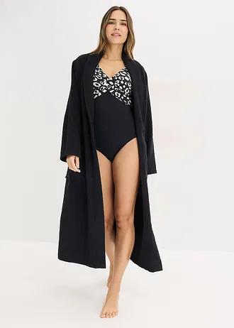 Frotté badjas van katoen • zwart • bonprix online shop