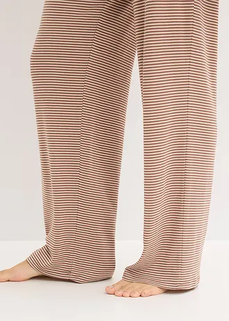 Oversize pyžamo z měkké bavlny • kaštanově hnědo-pískově béžová s proužky • bonprix obchod