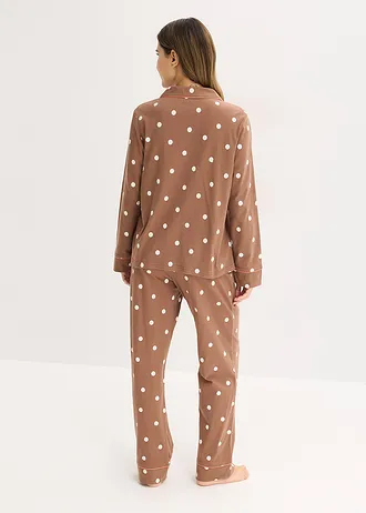 Pijama din bumbac moale • maro castaniu-bej natur punctat • magazin bonprix