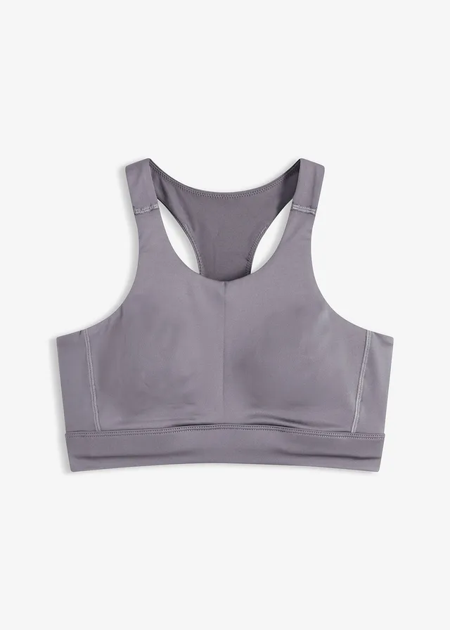 Sutien sport cu racerback, oferă susținere ușoară • gri-granit • magazin bonprix