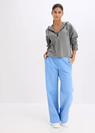 Pantaloni de jogging cu talie înaltă din bumbac organic 100%, culoare: albastru mediu
