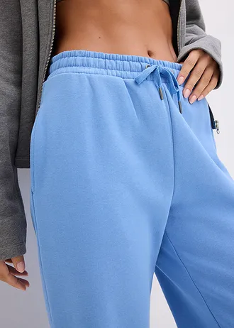 Pantaloni de jogging cu talie înaltă din bumbac organic 100% • albastru mediu • magazin bonprix