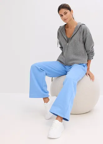 Joggingové tepláky, vysoký pás, z čistej bavlny • stredne modrá • obchod bonprix