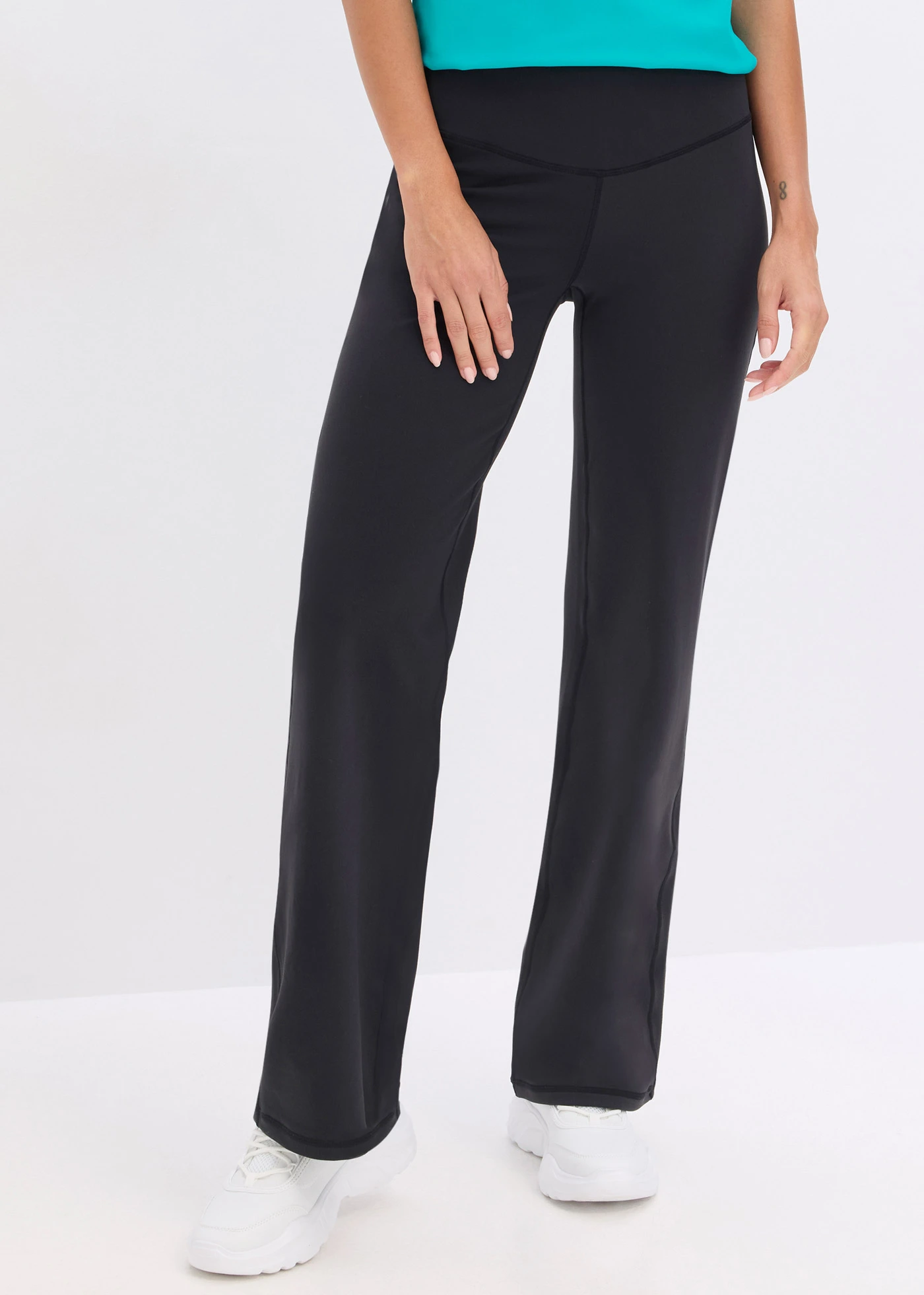 Sportlegging van stevig katoenachtig materiaal met rechte pijpen • zwart+grijs • bonprix online shop