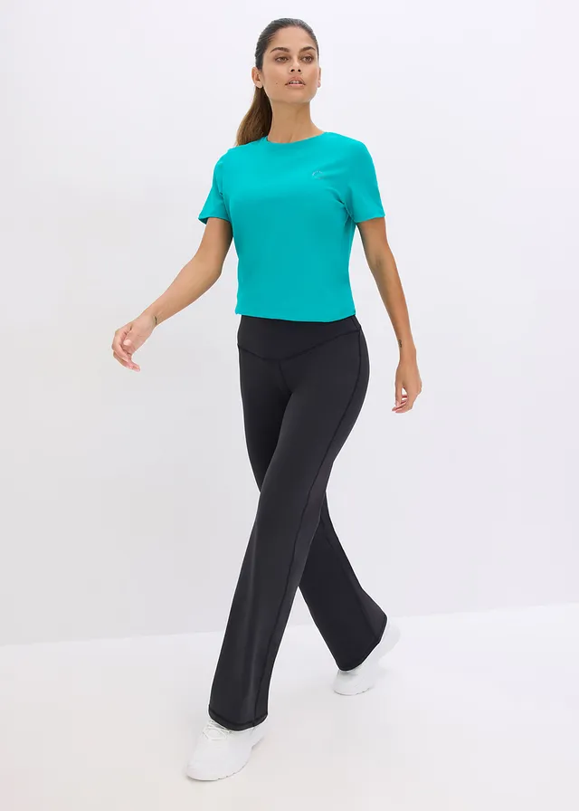 Legging de sport en matière toucher coton, coupe droite • noir/gris • product-page.page-title-suffix