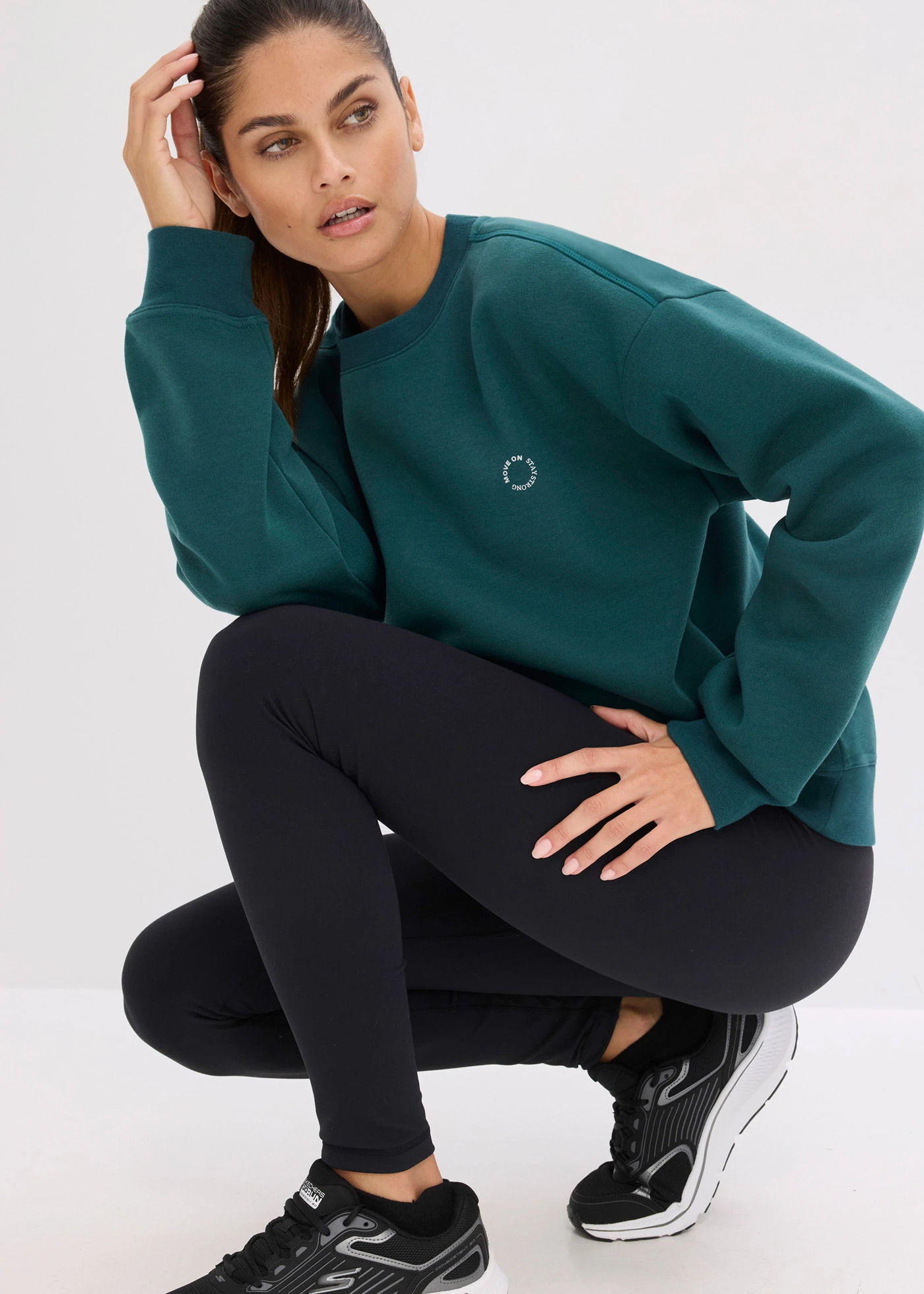 Termiczna bluza oversize, szybkoschnąca • niebieskozielony • sklep bonprix