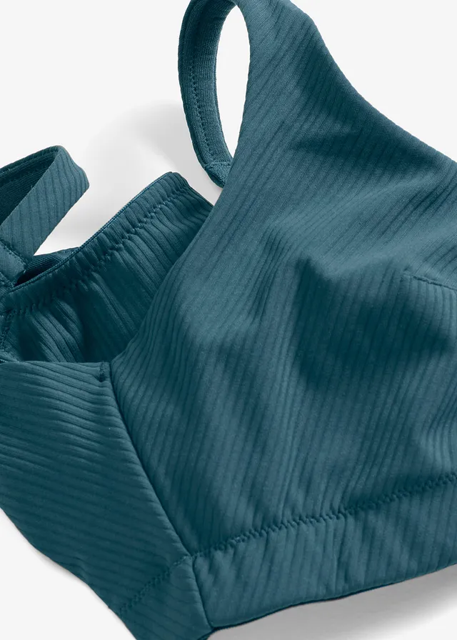 Soutien-gorge de sport en matière côtelée, maintien léger • vert pétrole • product-page.page-title-suffix