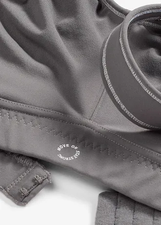 Biustonosz sportowy ze średnim stopniem podtrzymywania, o bawełnianej fakturze • szary granitowy • sklep bonprix