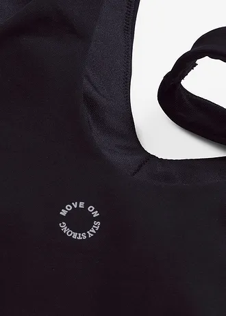 Sutien sport top cu susținere medie, din material cu textură de bumbac • negru • magazin bonprix