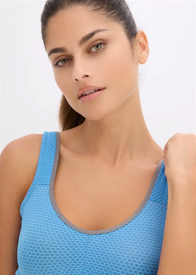 Soutien-gorge de sport, maintien fort • gris granit-bleu brillant • product-page.page-title-suffix