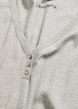 Nachthemd van ribstof met knoopsluiting • lichtgrijs gemêleerd • bonprix online shop