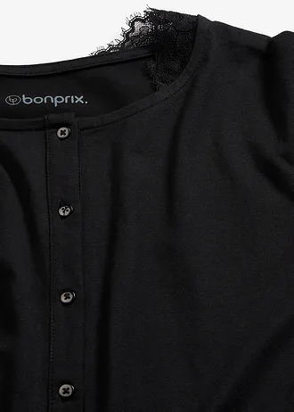 Pijama din bumbac moale • negru • magazin bonprix