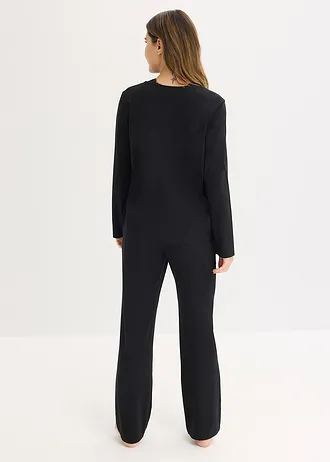Pijama din bumbac moale • negru • magazin bonprix