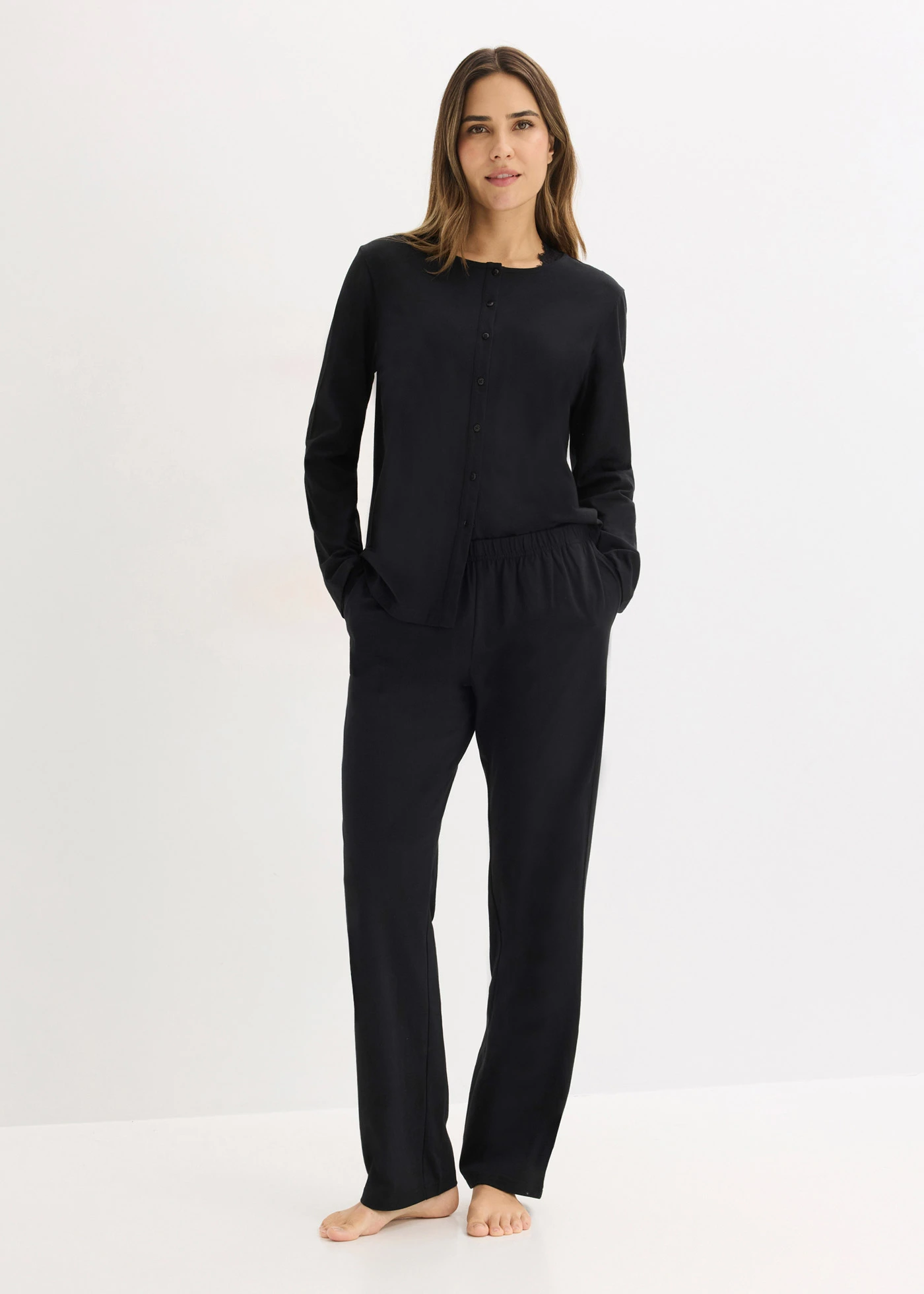 Pyjama en coton doux • noir • Boutique bonprix