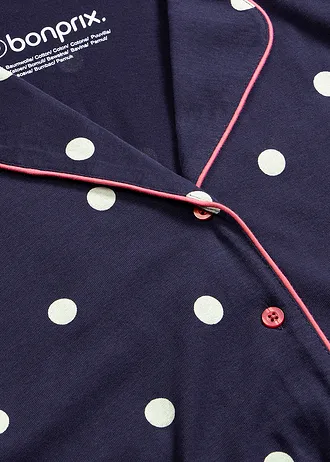Pijama din bumbac moale • albastru marin-alb punctat • magazin bonprix