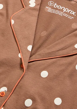 Pijama din bumbac moale • maro castaniu-bej natur punctat • magazin bonprix