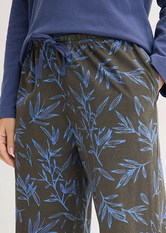 Pyžamo (3-dielne) z čistej bavlny • stredne modrá-žulovo sivá potlačená • obchod bonprix