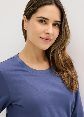 Piżama (3 części) z czystej bawełny • niebieski-szary granitowy z nadrukiem • sklep bonprix