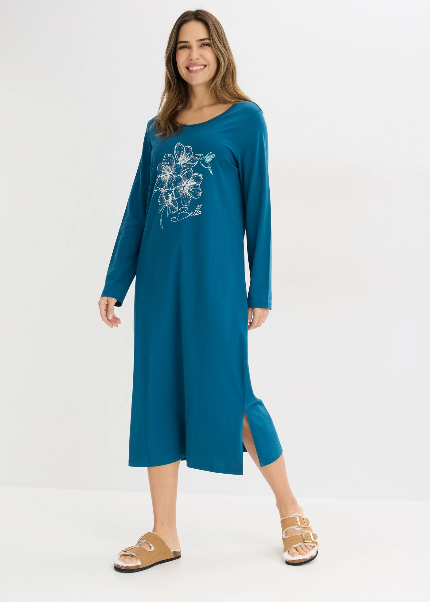 Chemise de nuit 100% coton • bleu pétrole • Boutique bonprix
