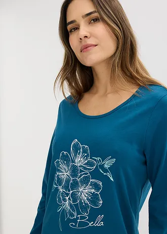 Chemise de nuit 100% coton • bleu pétrole • Boutique bonprix