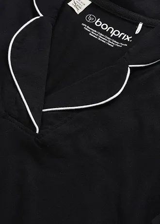 Cămașă de noapte din bumbac moale • negru • magazin bonprix