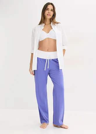 Pantalon de pyjama, Couleur: bleu lilas-blanc