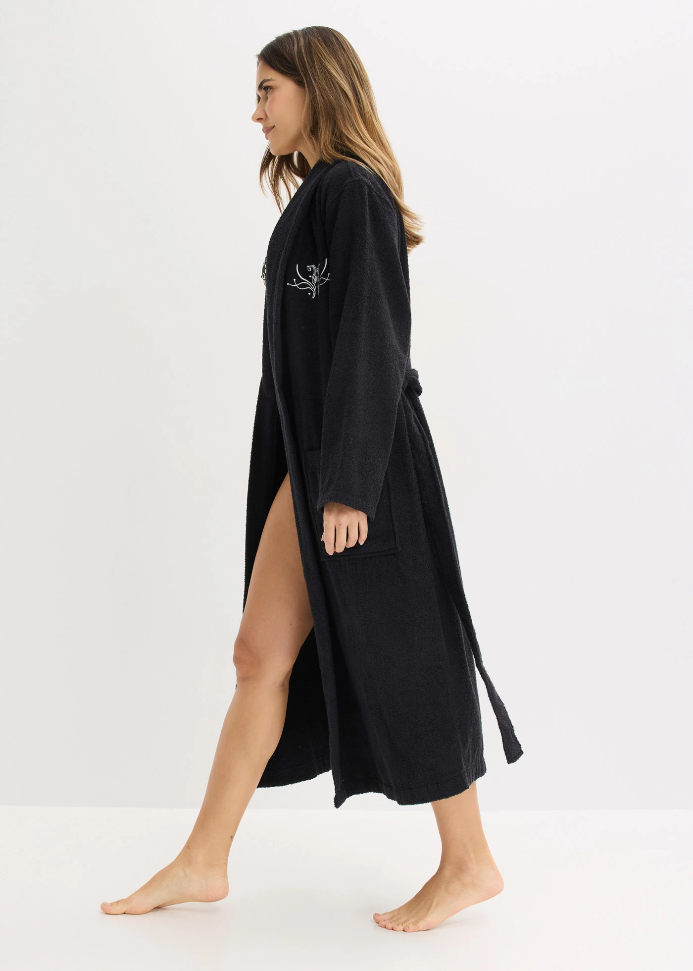 Frotté badjas van katoen • zwart • bonprix online shop