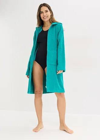 Peignoir en éponge de coton avec fermeture zippée • émeraude • Boutique bonprix