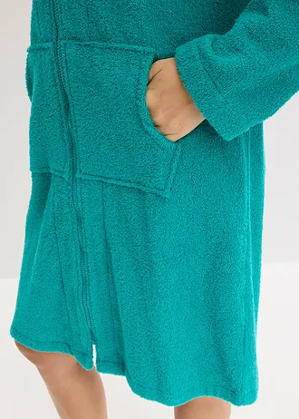 Peignoir en éponge de coton avec fermeture zippée • émeraude • Boutique bonprix