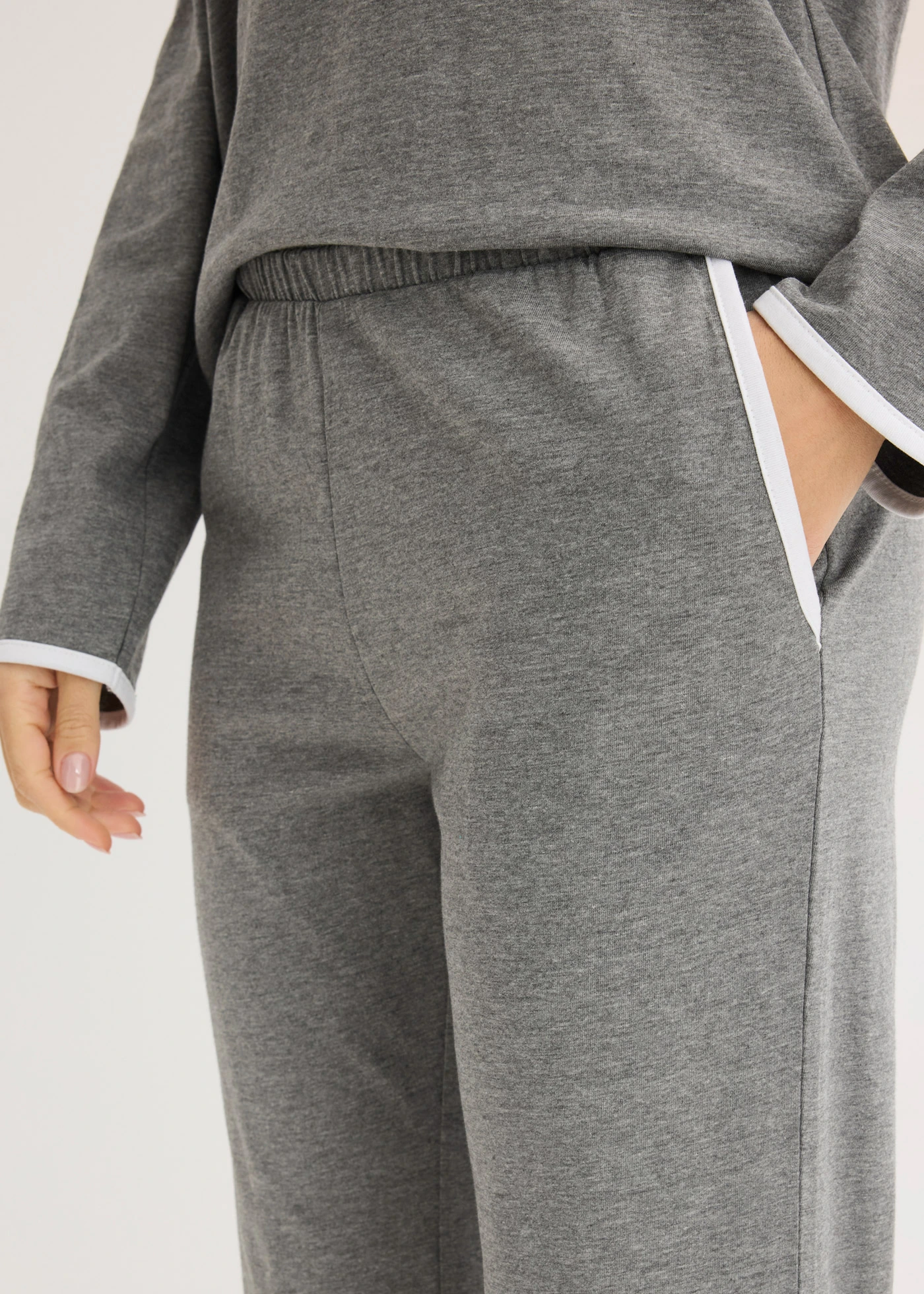 Pyjama 100% coton • gris chiné-blanc • Boutique bonprix
