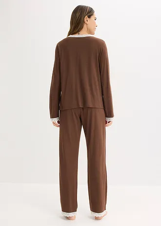 Pyjama boutonné, Couleur: marron-écru