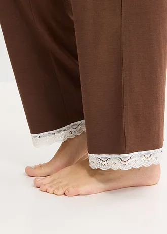 Pyjama met knoopsluiting • bruin-wolwit • bonprix online shop