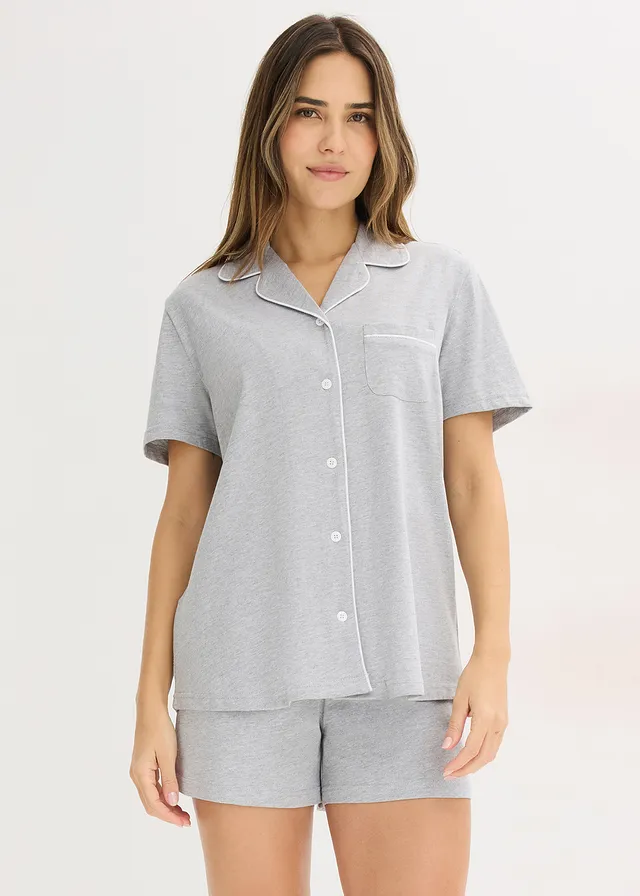 Pyjashort avec chemise boutonnée • gris clair chiné • product-page.page-title-suffix