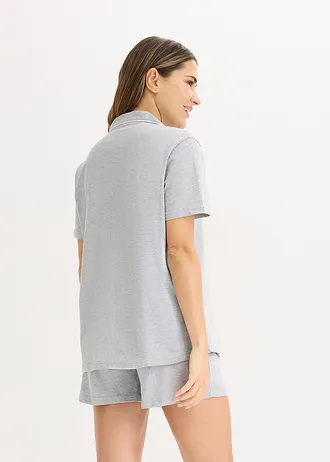 Shortama met knoopsluiting, Kleur: lichtgrijs gemêleerd