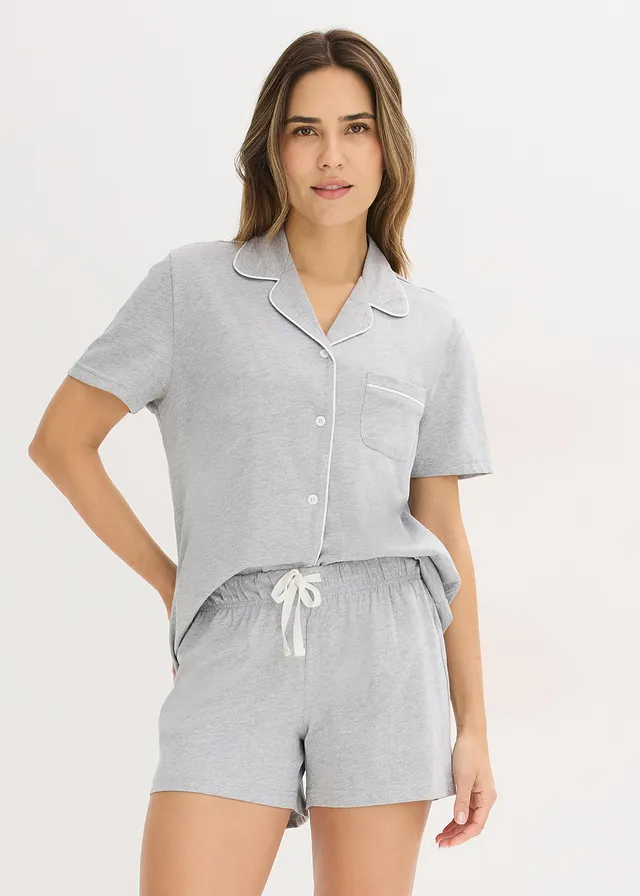 Pyjashort avec chemise boutonnée • gris clair chiné • product-page.page-title-suffix