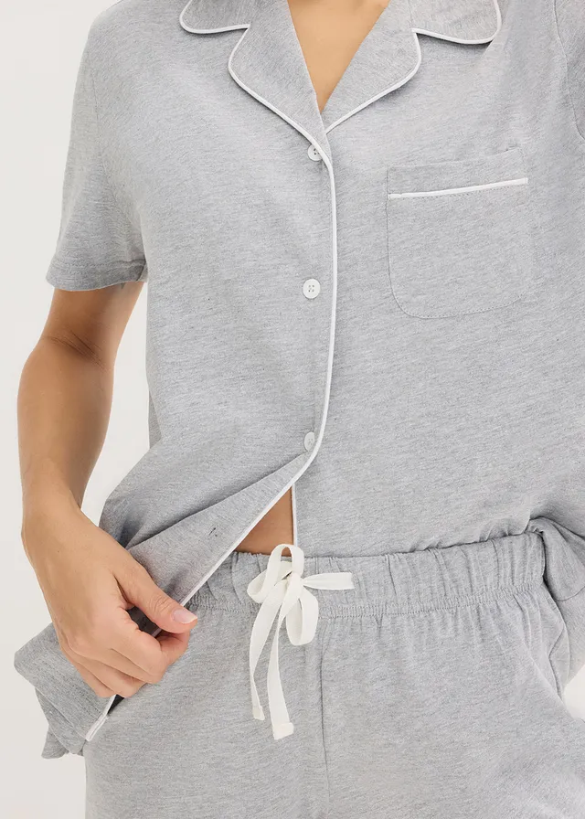 Pyjashort avec chemise boutonnée • gris clair chiné • product-page.page-title-suffix