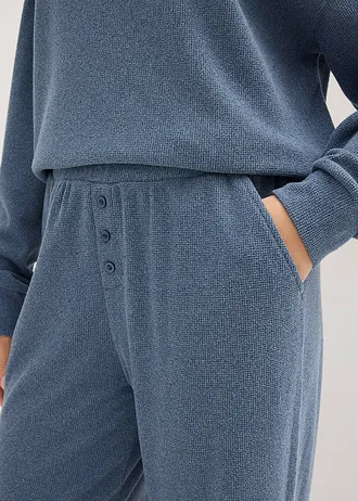 Costum de casă din jerse moale cu textură tip fagure • bleumarin melanj • magazin bonprix