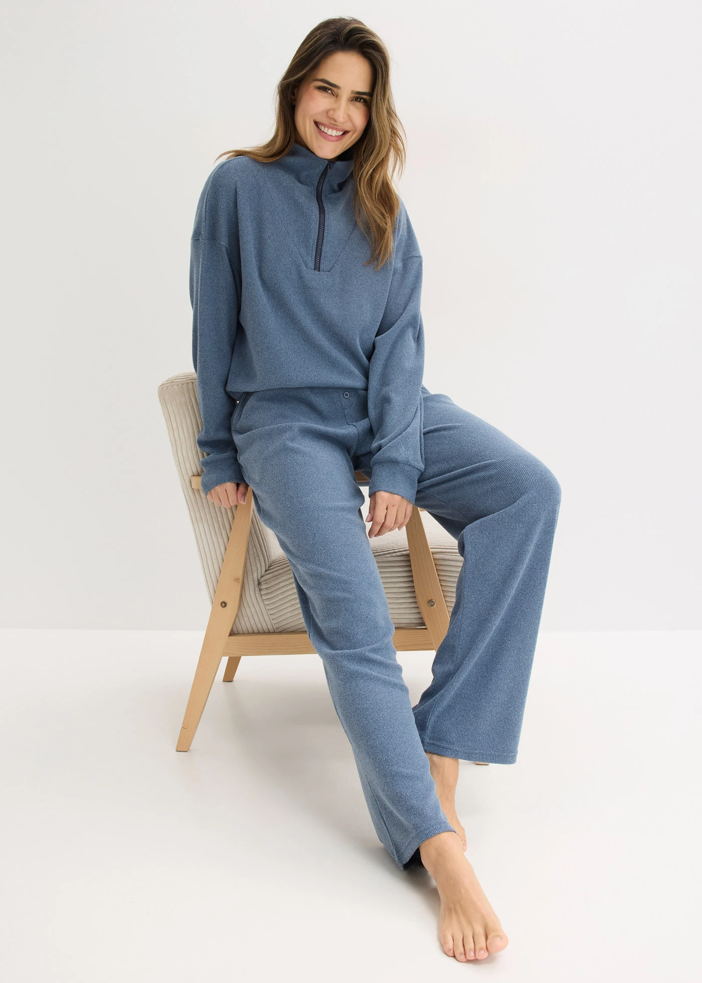 Huispak van zacht jersey • donkerblauw mêlee • bonprix online shop