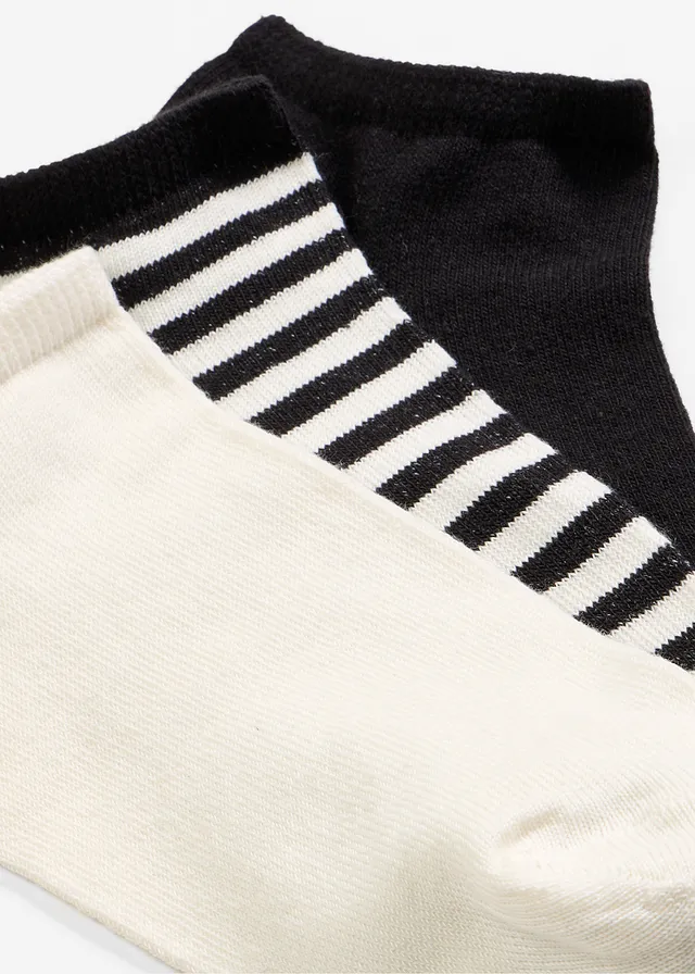 Lot de 6 socquettes coton • noir + écru + noir-blanc • product-page.page-title-suffix