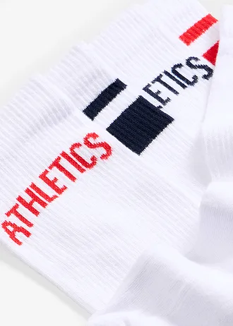Skarpety tenisowe z wewnętrzną stroną z frotte • biały+truskawkowy+granatowy • sklep bonprix