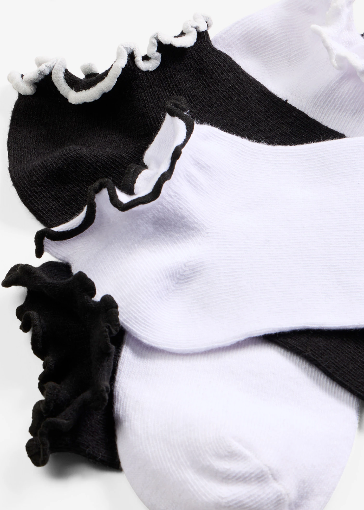 Lot de 8 paires de socquettes coton • blanc/noir • Boutique bonprix