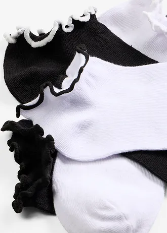 Lot de 8 paires de socquettes coton • blanc/noir • Boutique bonprix