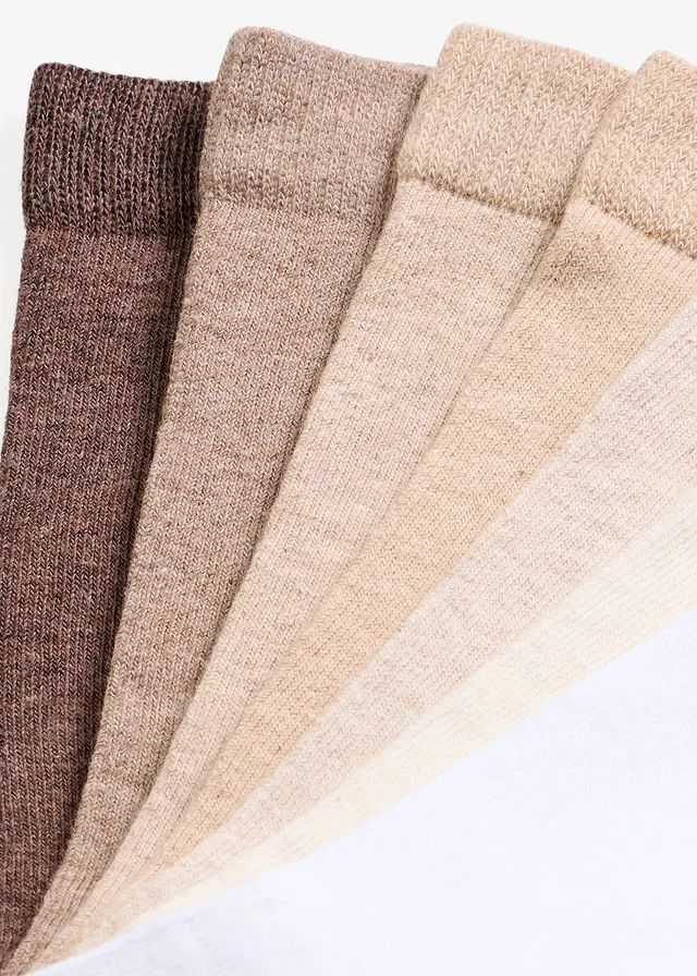 Lot de 10 paires de chaussettes en coton majoritaire, Couleur: marron+blanc+beige