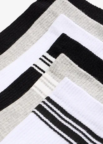 Tennissokken  met katoen (6 paar), Kleur: wit+lichtgrijs gemêleerd+zwart