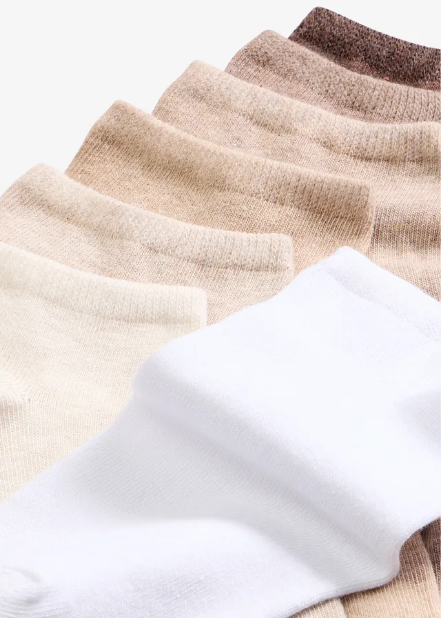 Sneakersokken met katoen (8 paar), Kleur: bruin+beige+wit