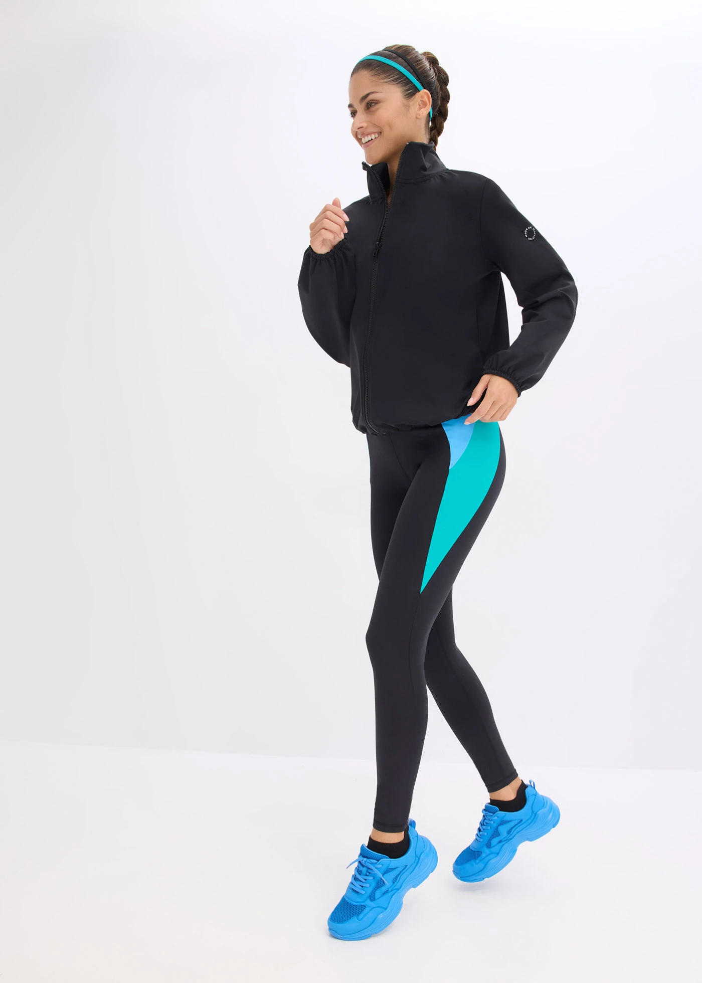 Geacă sport oversize din material stabil cu textură ca de bumbac • negru/antracit • magazin bonprix