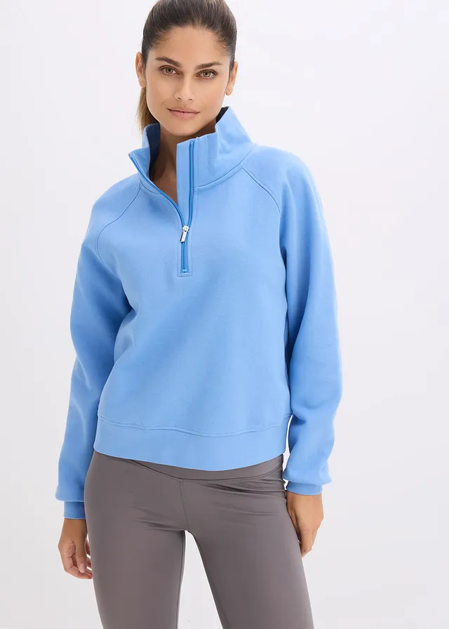 Sweater van biologisch katoen, Kleur: middenblauw