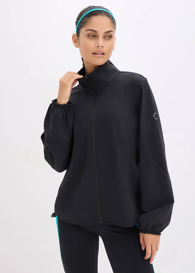 Veste de sport oversize, toucher coton, Couleur: gris-noir